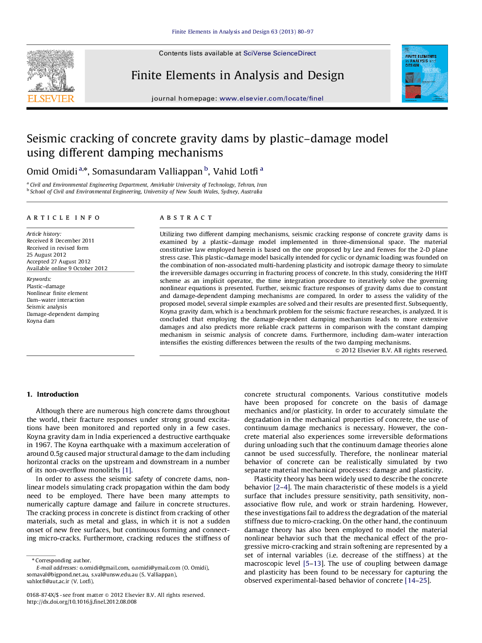 Seismic cracking of concrete gravity dams by plastic–damage model using different damping mechanisms