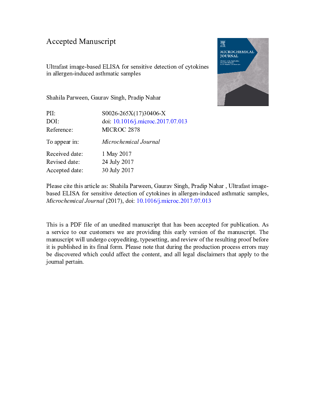 Ultrafast image-based ELISA for sensitive detection of cytokines in allergen-induced asthmatic samples