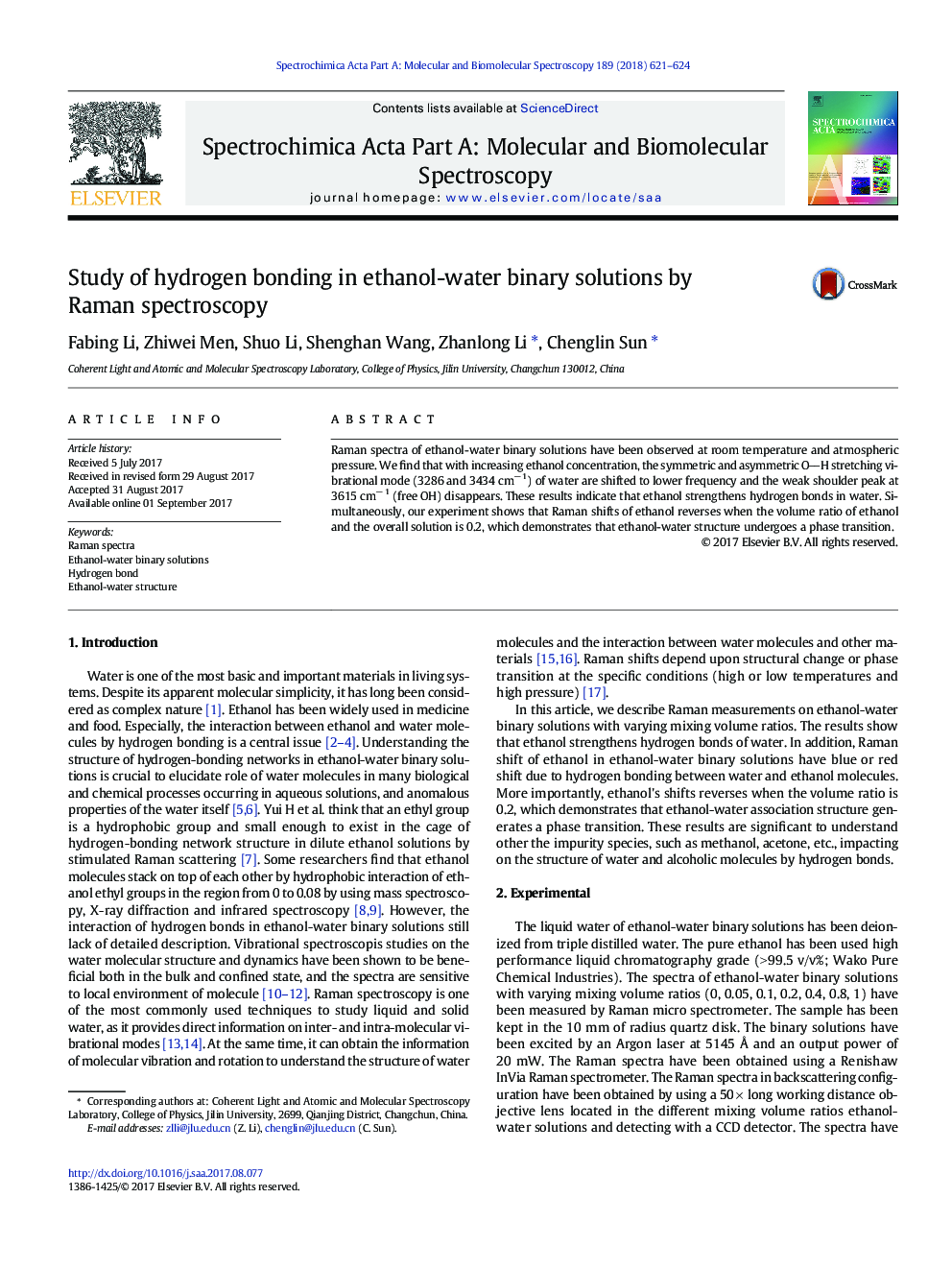 Study of hydrogen bonding in ethanol-water binary solutions by Raman spectroscopy