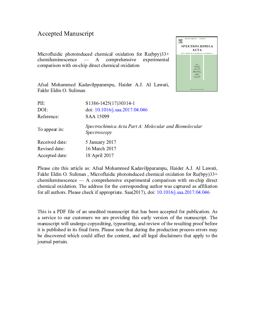 Microfluidic photoinduced chemical oxidation for Ru(bpy)33Â + chemiluminescence - A comprehensive experimental comparison with on-chip direct chemical oxidation