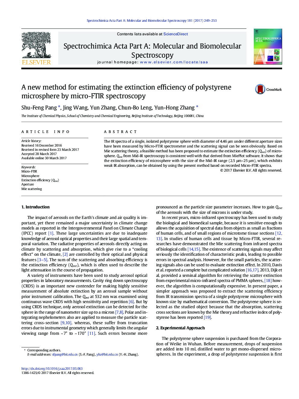 A new method for estimating the extinction efficiency of polystyrene microsphere by micro-FTIR spectroscopy