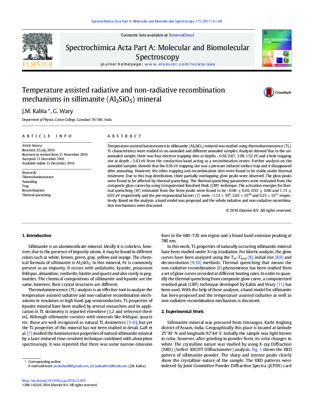 Temperature assisted radiative and non-radiative recombination mechanisms in sillimanite (Al2SiO5) mineral