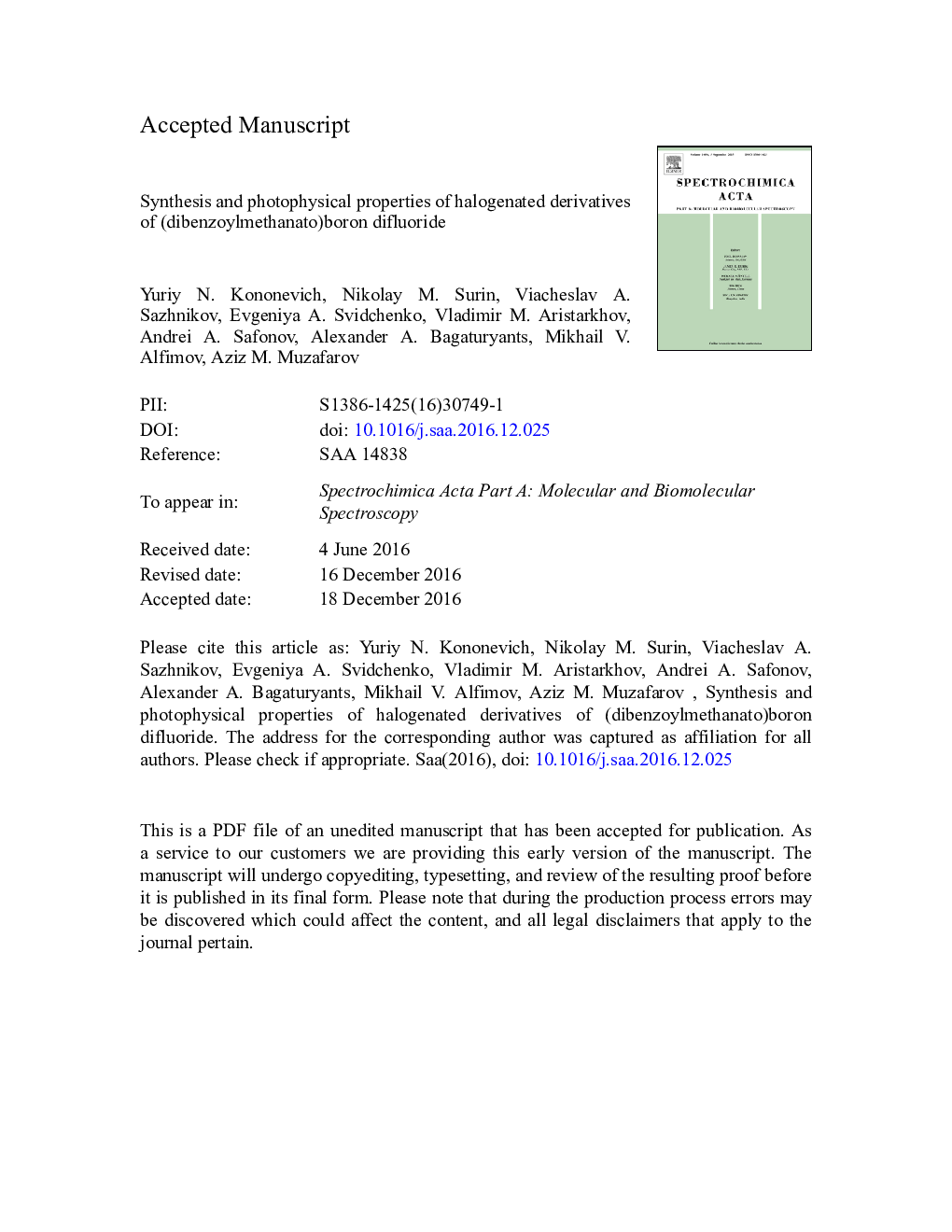 Synthesis and photophysical properties of halogenated derivatives of (dibenzoylmethanato)boron difluoride