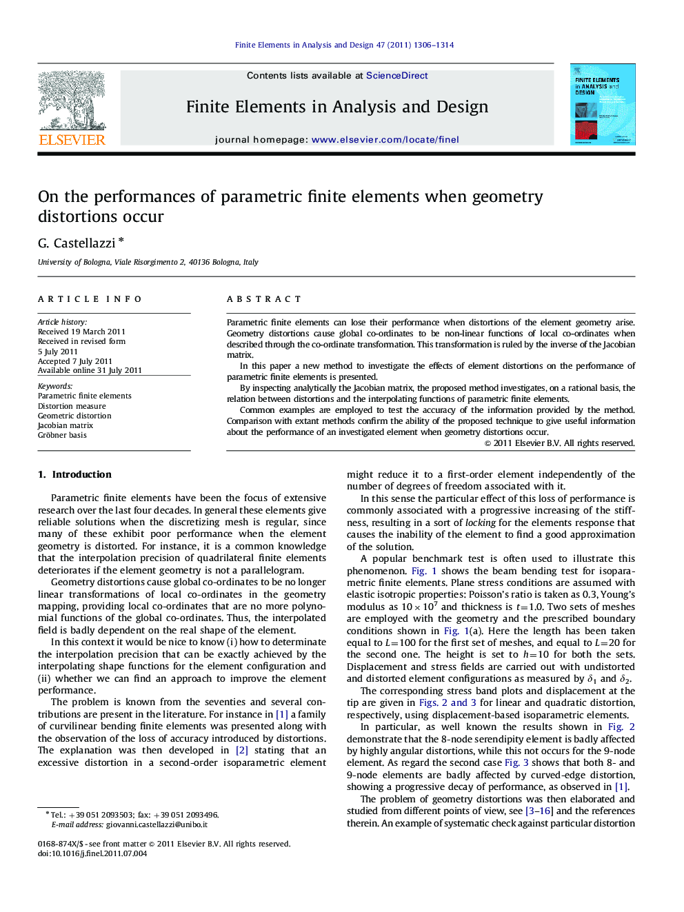 On the performances of parametric finite elements when geometry distortions occur