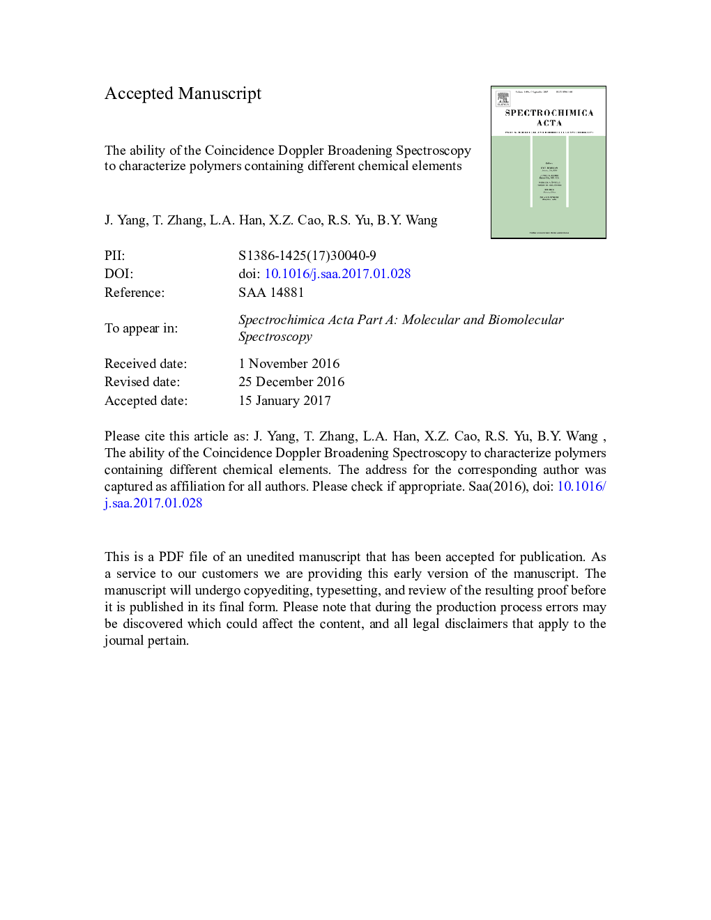 The ability of the Coincidence Doppler Broadening Spectroscopy to characterize polymers containing different chemical elements