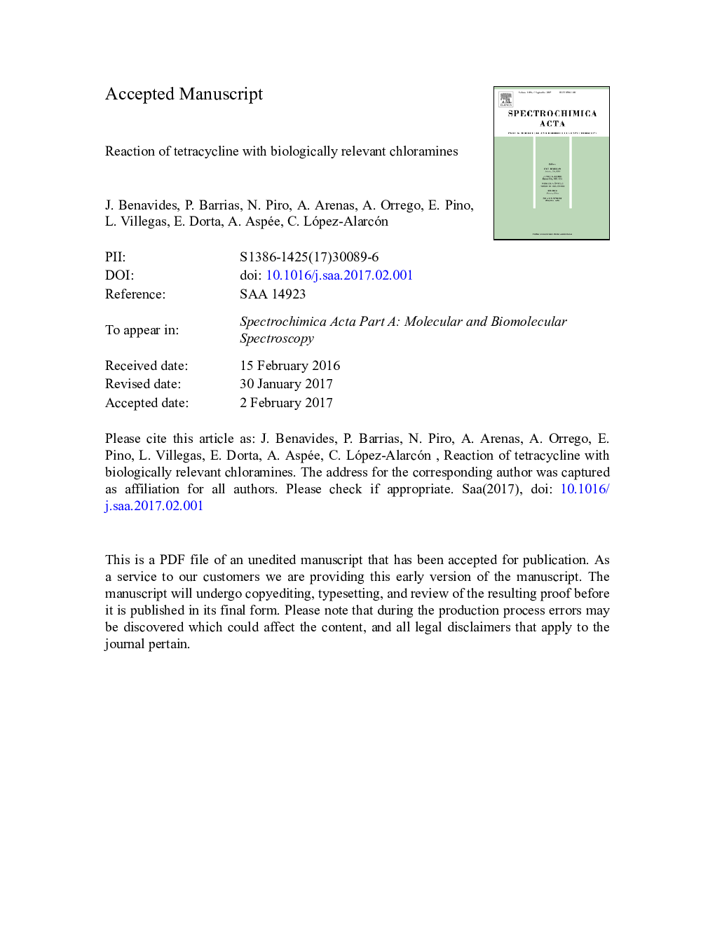 Reaction of tetracycline with biologically relevant chloramines