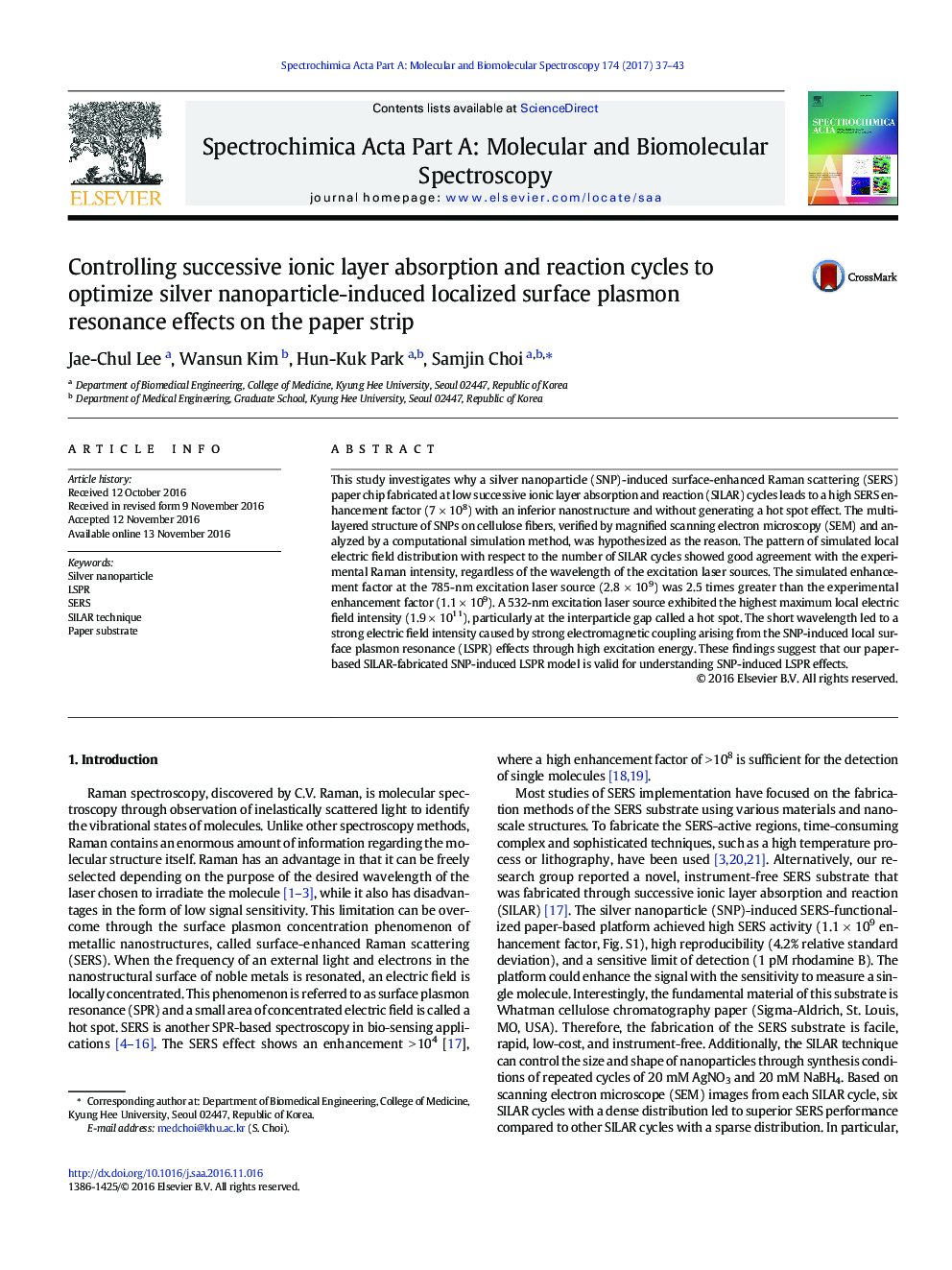 Controlling successive ionic layer absorption and reaction cycles to optimize silver nanoparticle-induced localized surface plasmon resonance effects on the paper strip