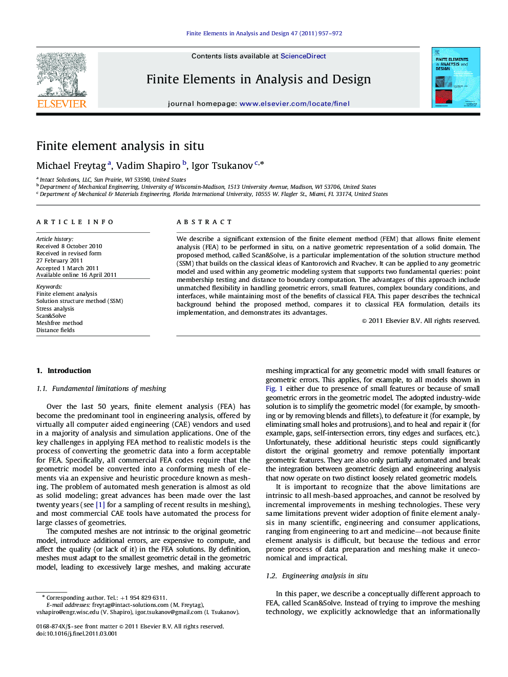 Finite element analysis in situ