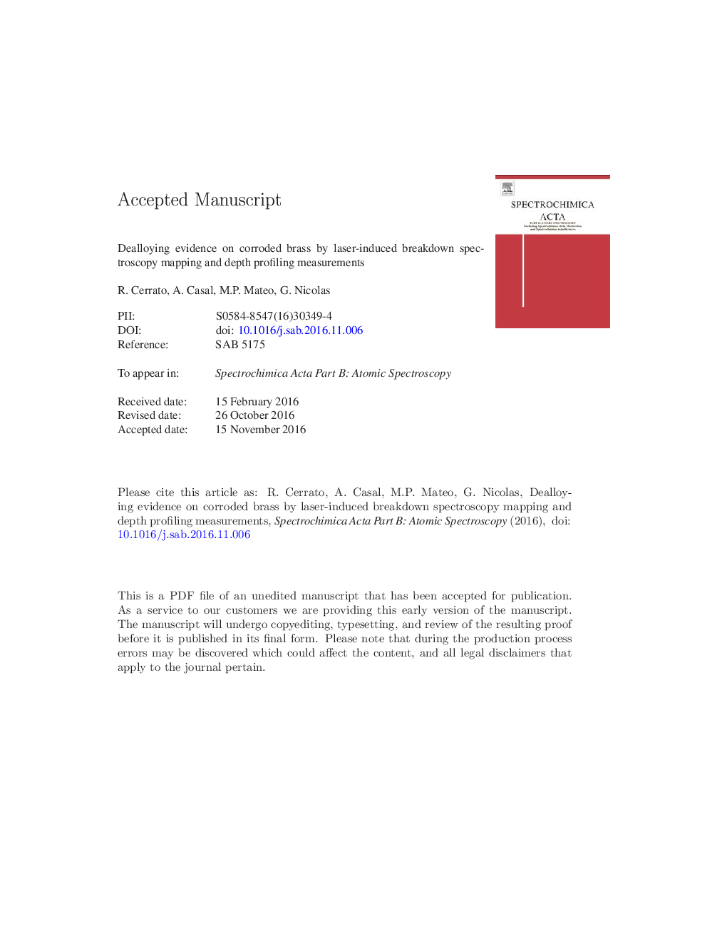 Dealloying evidence on corroded brass by laser-induced breakdown spectroscopy mapping and depth profiling measurements