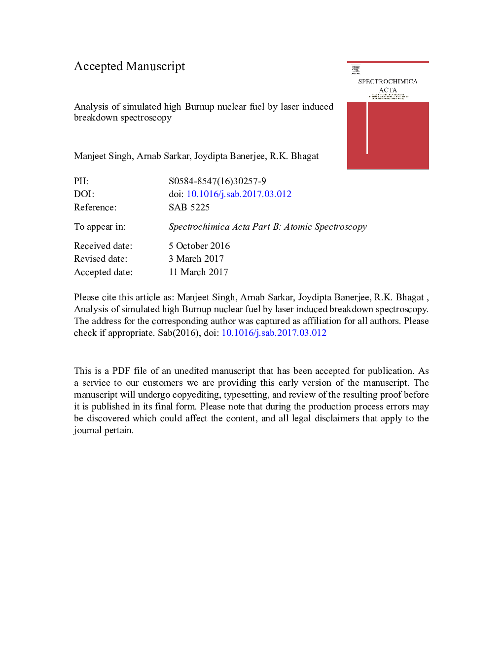 Analysis of simulated high burnup nuclear fuel by laser induced breakdown spectroscopy