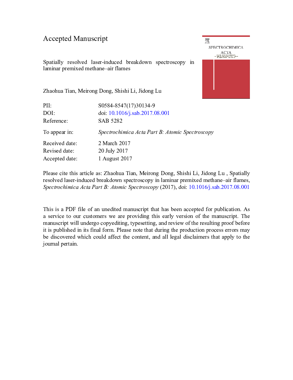 Spatially resolved laser-induced breakdown spectroscopy in laminar premixed methane-air flames