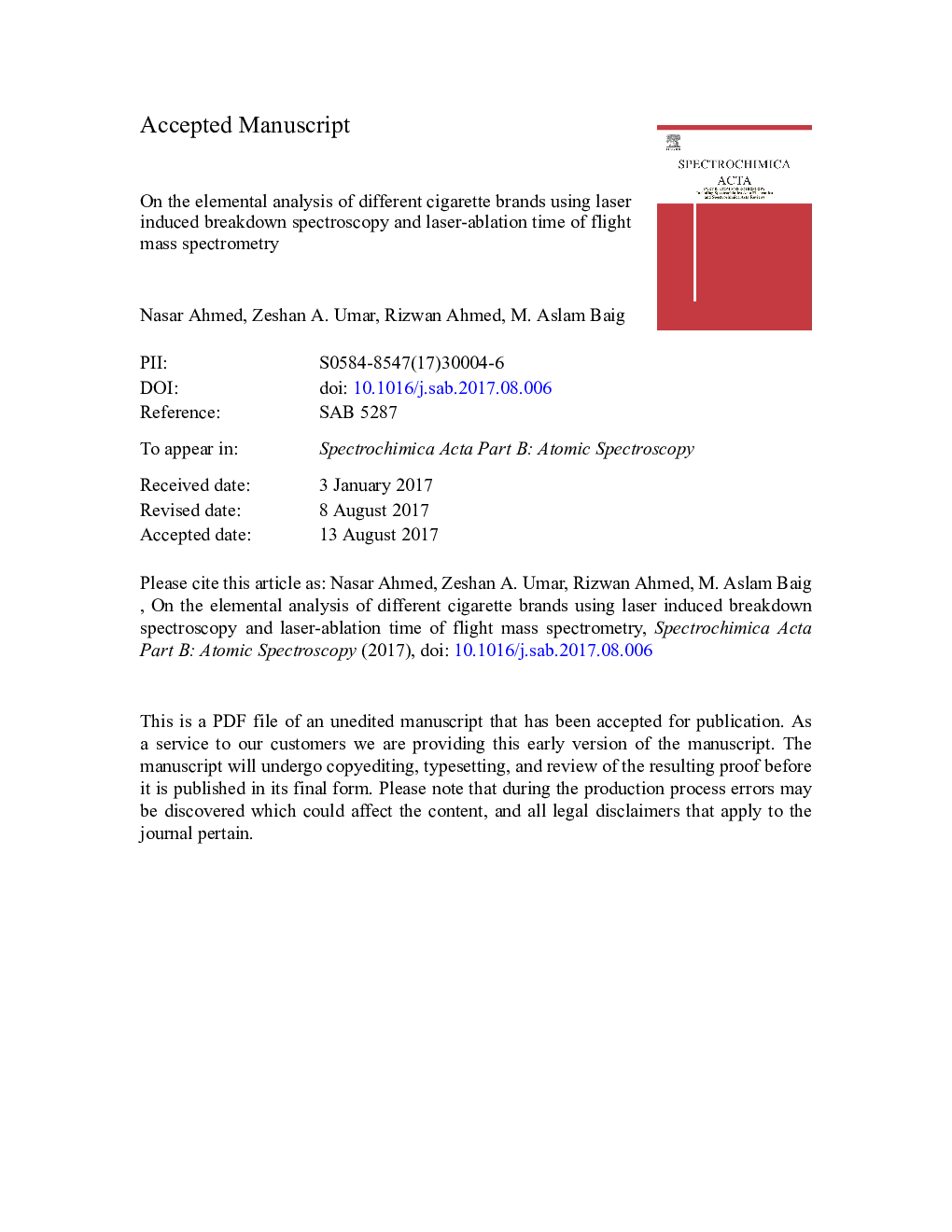 On the elemental analysis of different cigarette brands using laser induced breakdown spectroscopy and laser-ablation time of flight mass spectrometry