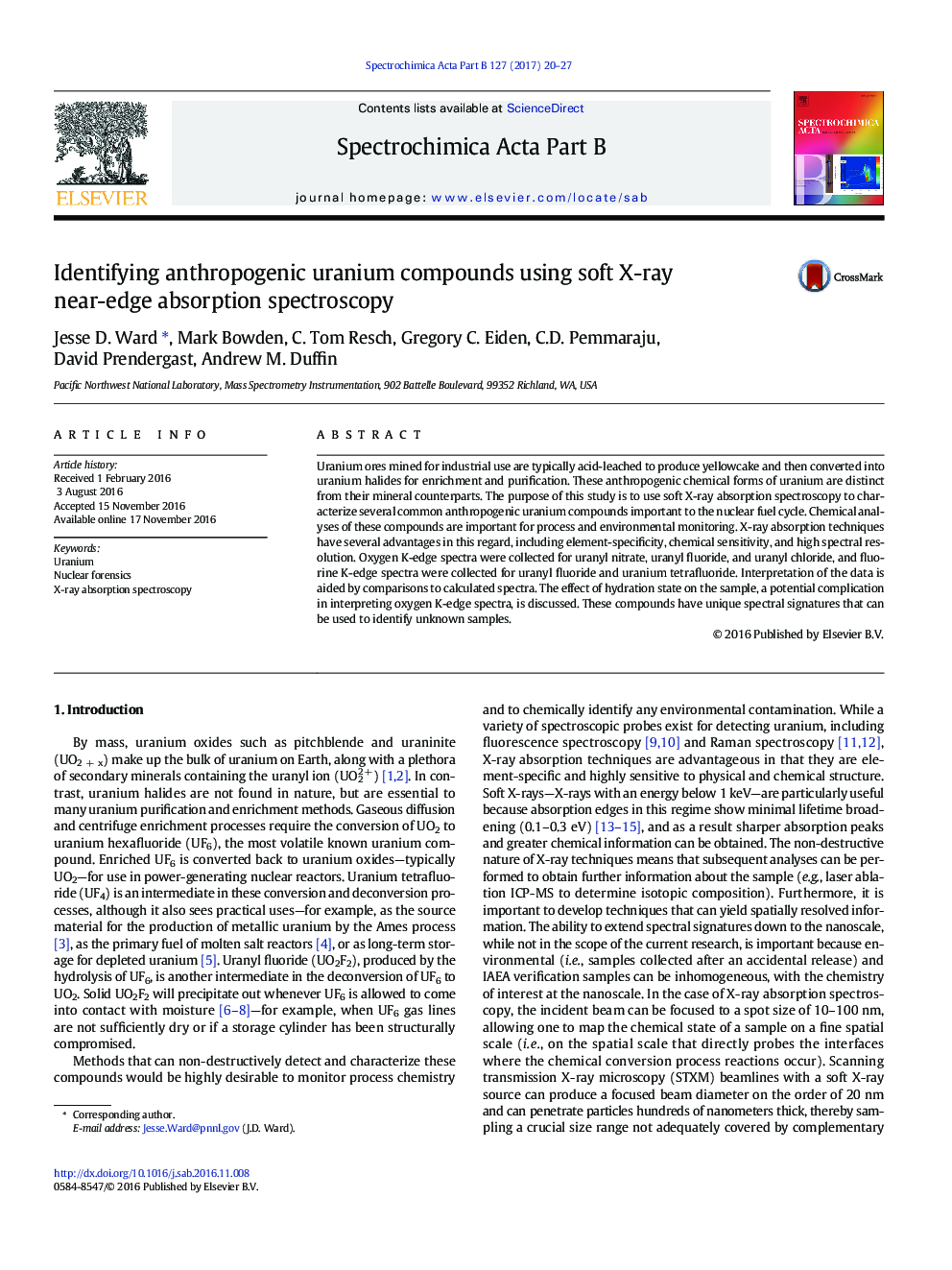 Identifying anthropogenic uranium compounds using soft X-ray near-edge absorption spectroscopy