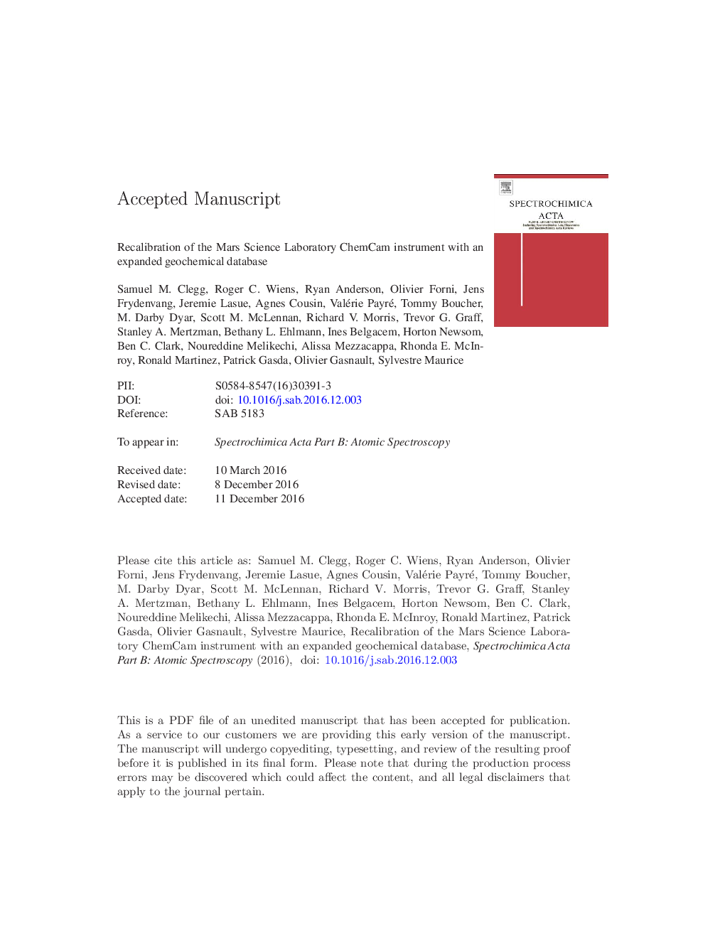 Recalibration of the Mars Science Laboratory ChemCam instrument with an expanded geochemical database