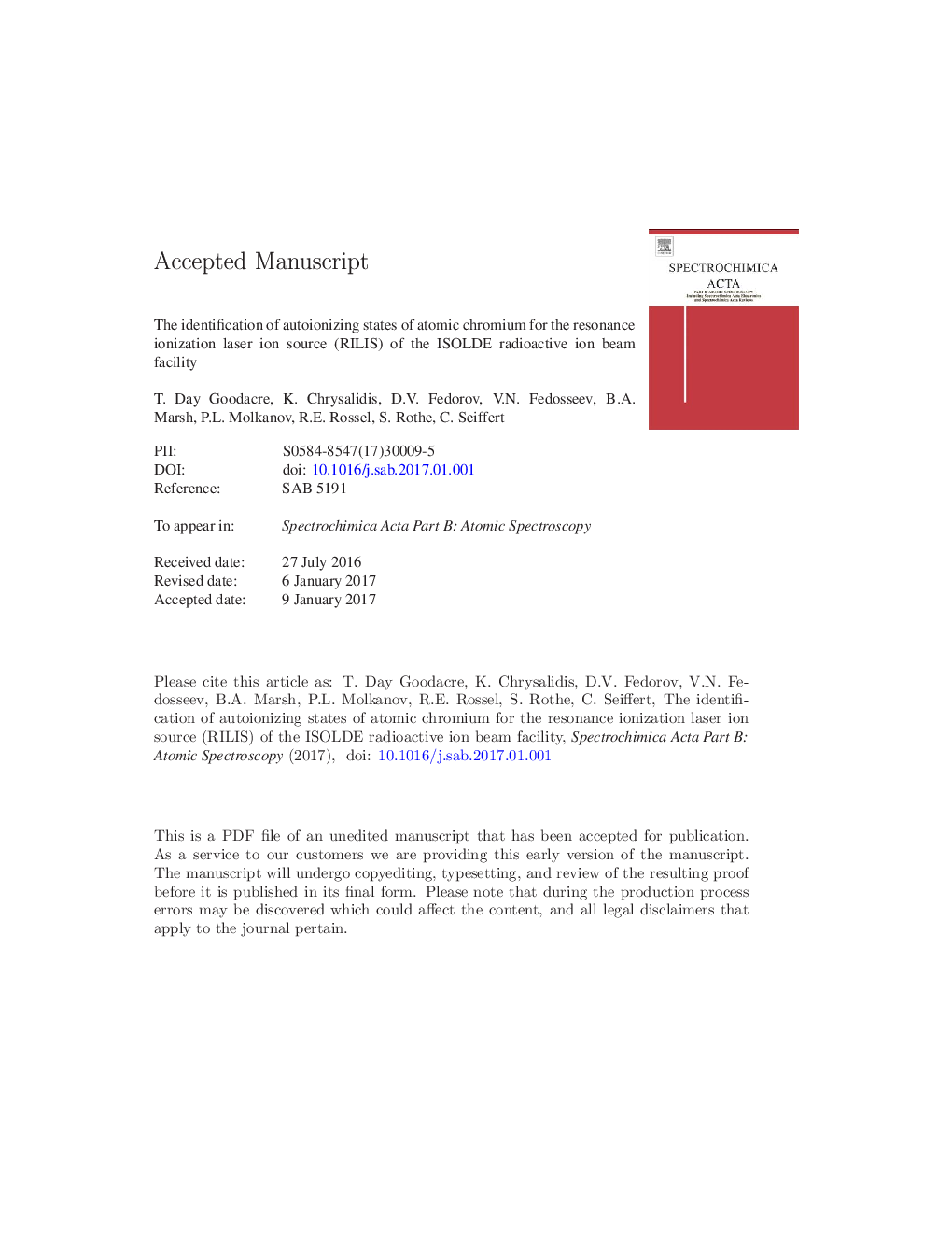 The identification of autoionizing states of atomic chromium for the resonance ionization laser ion source of the ISOLDE radioactive ion beam facility