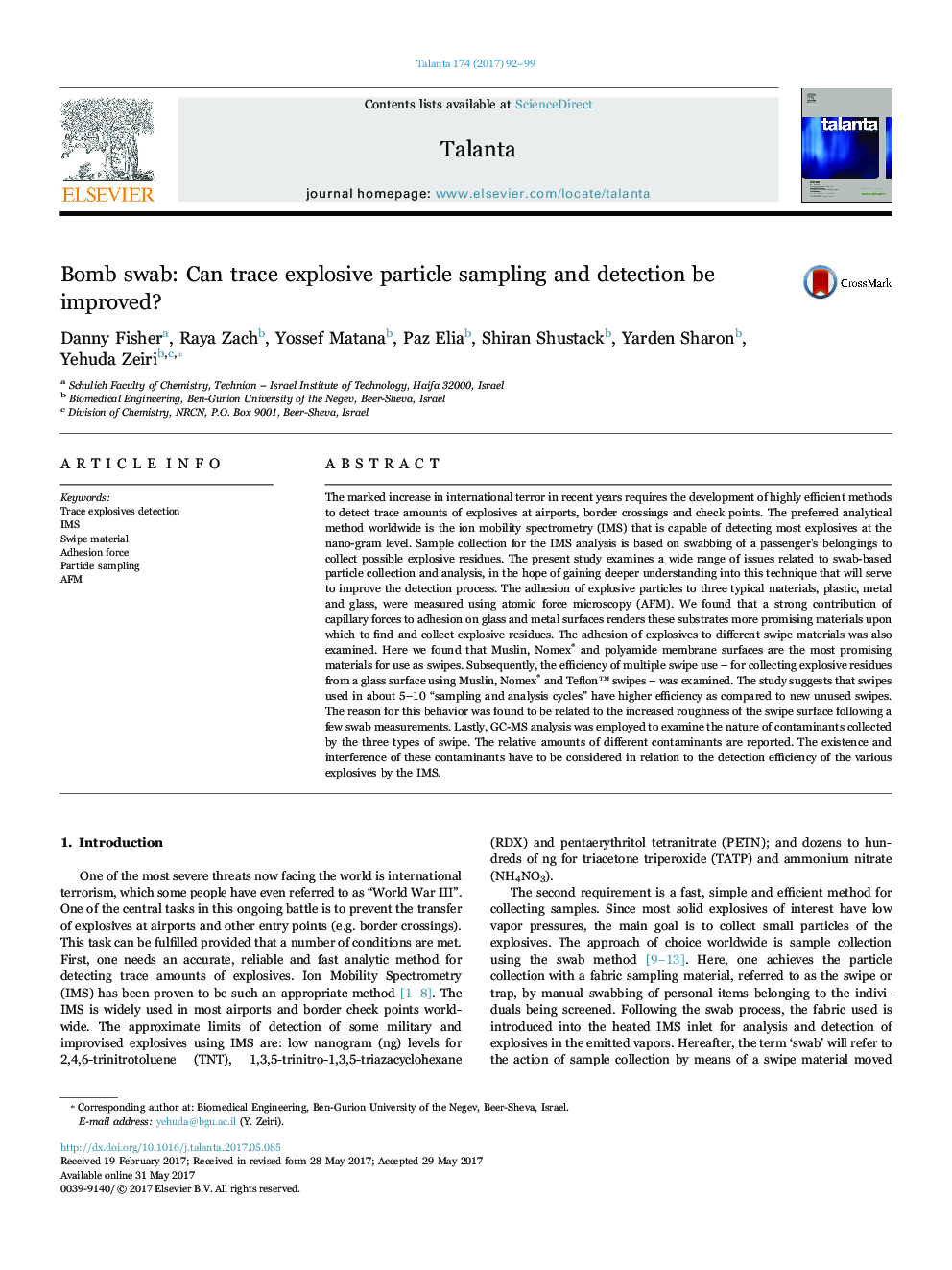 Bomb swab: Can trace explosive particle sampling and detection be improved?