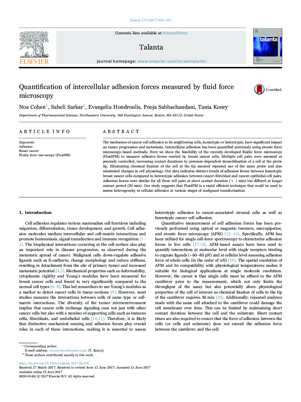 Quantification of intercellular adhesion forces measured by fluid force microscopy