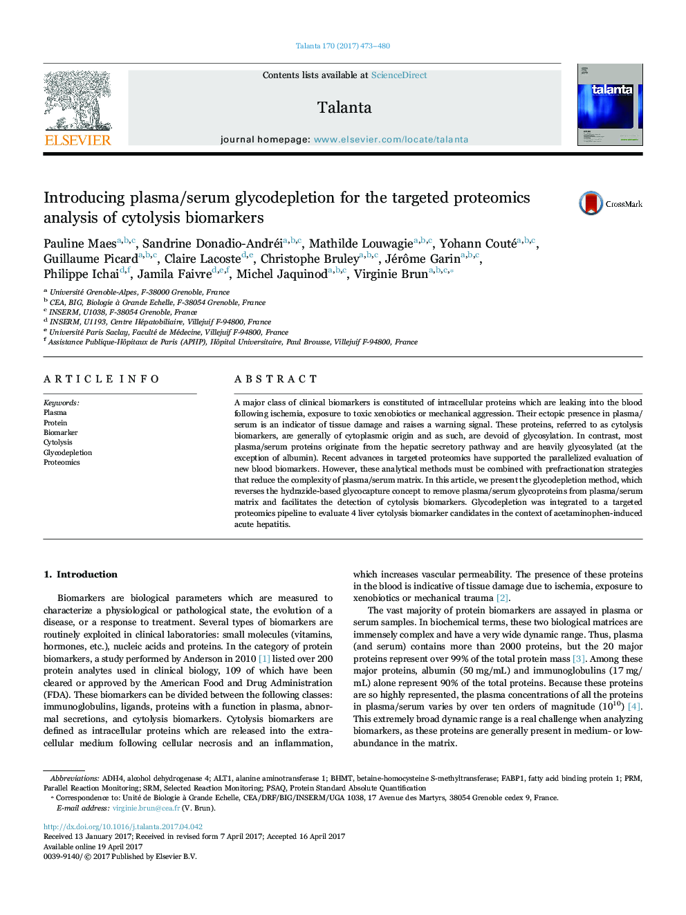 Introducing plasma/serum glycodepletion for the targeted proteomics analysis of cytolysis biomarkers