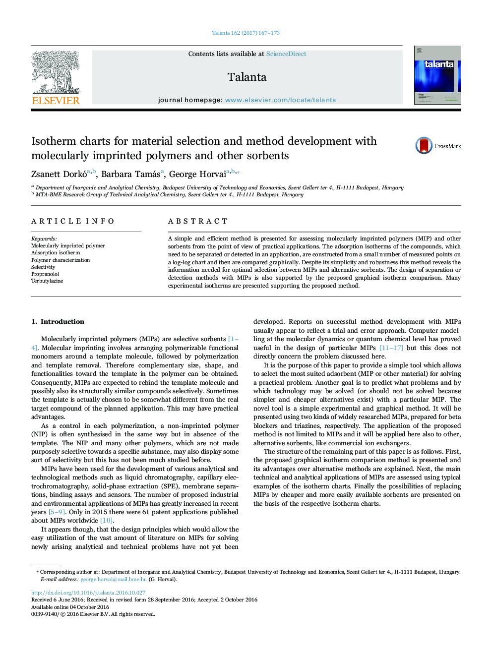 Isotherm charts for material selection and method development with molecularly imprinted polymers and other sorbents