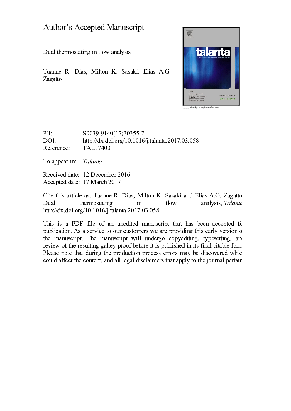 Dual thermostating in flow analysis