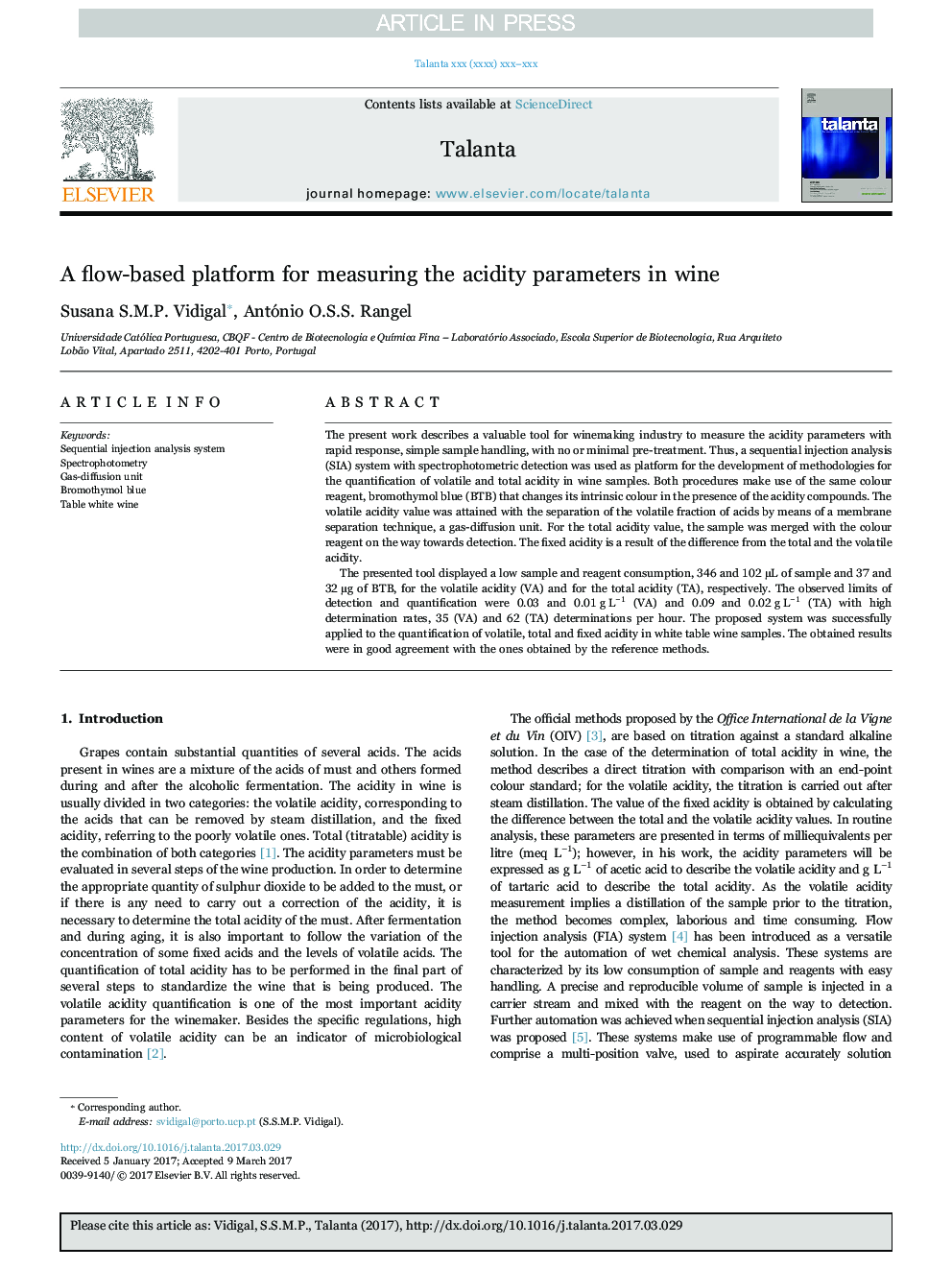 A flow-based platform for measuring the acidity parameters in wine