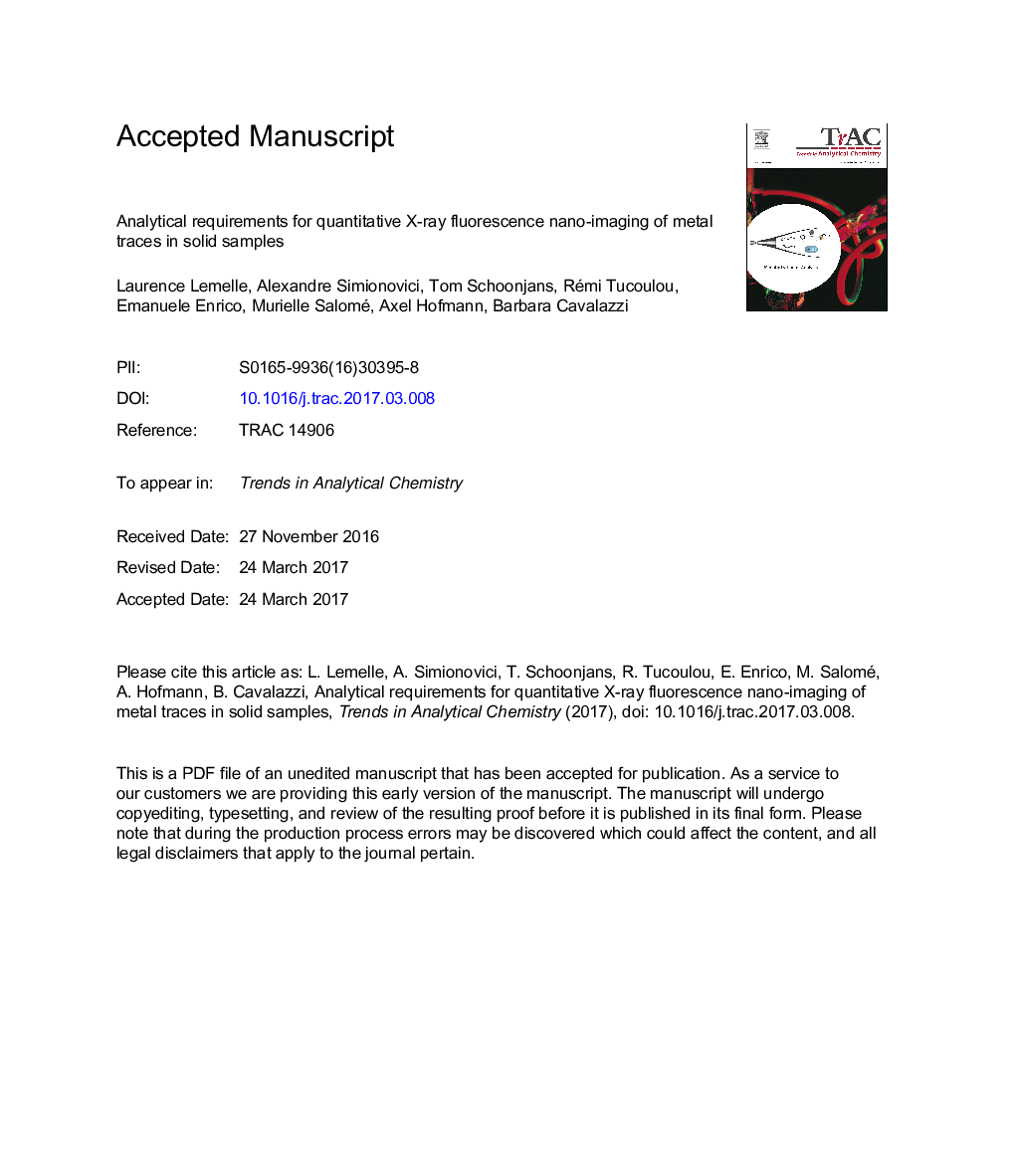 Analytical requirements for quantitative X-ray fluorescence nano-imaging of metal traces in solid samples