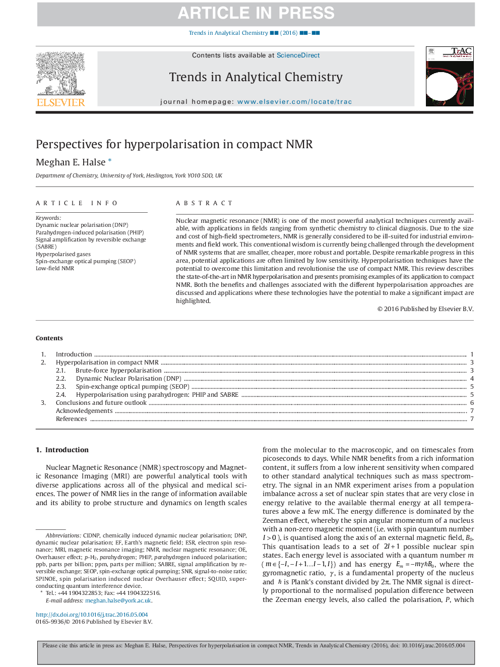 Perspectives for hyperpolarisation in compact NMR