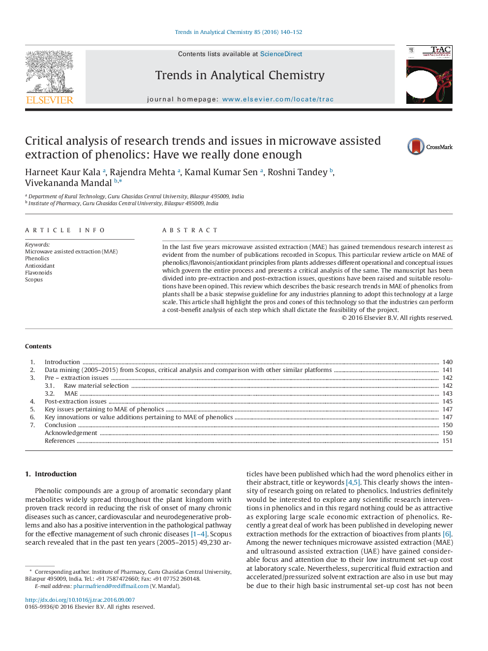 Critical analysis of research trends and issues in microwave assisted extraction of phenolics: Have we really done enough