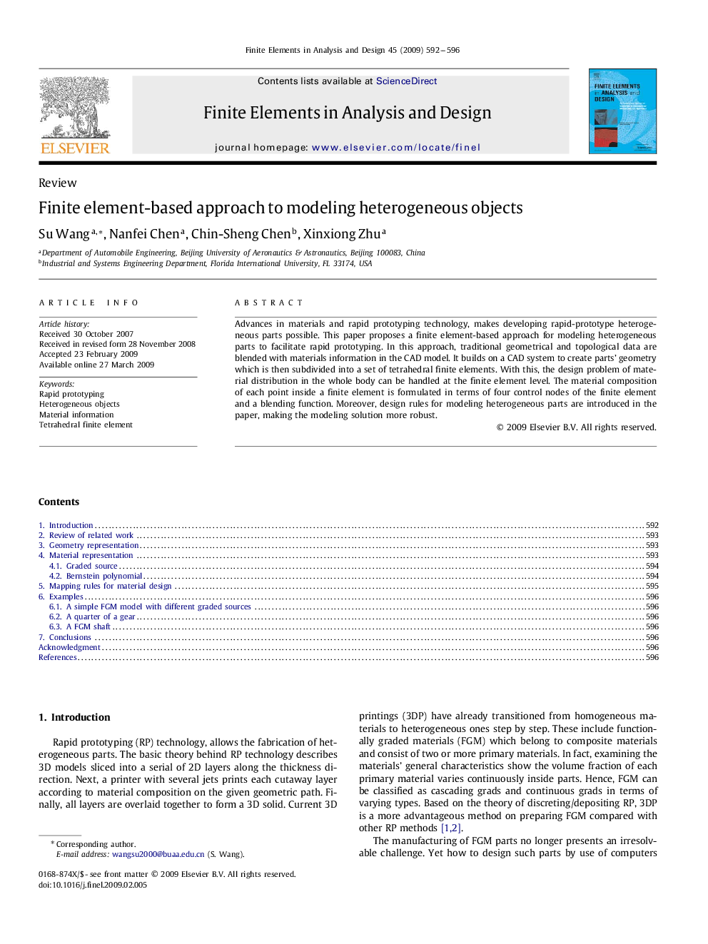 Finite element-based approach to modeling heterogeneous objects