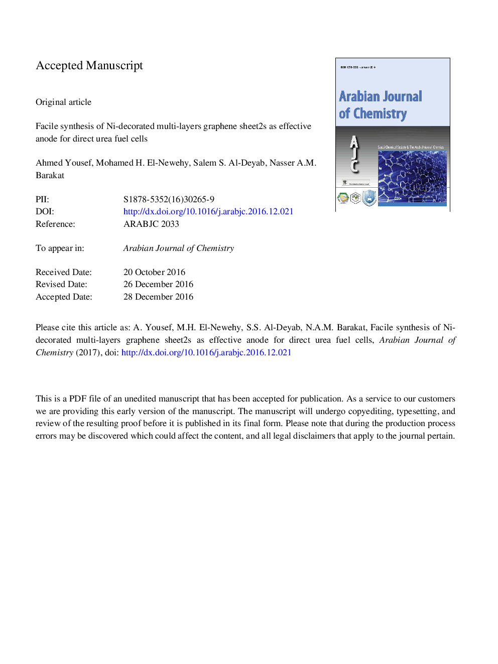 Facile synthesis of Ni-decorated multi-layers graphene sheets as effective anode for direct urea fuel cells