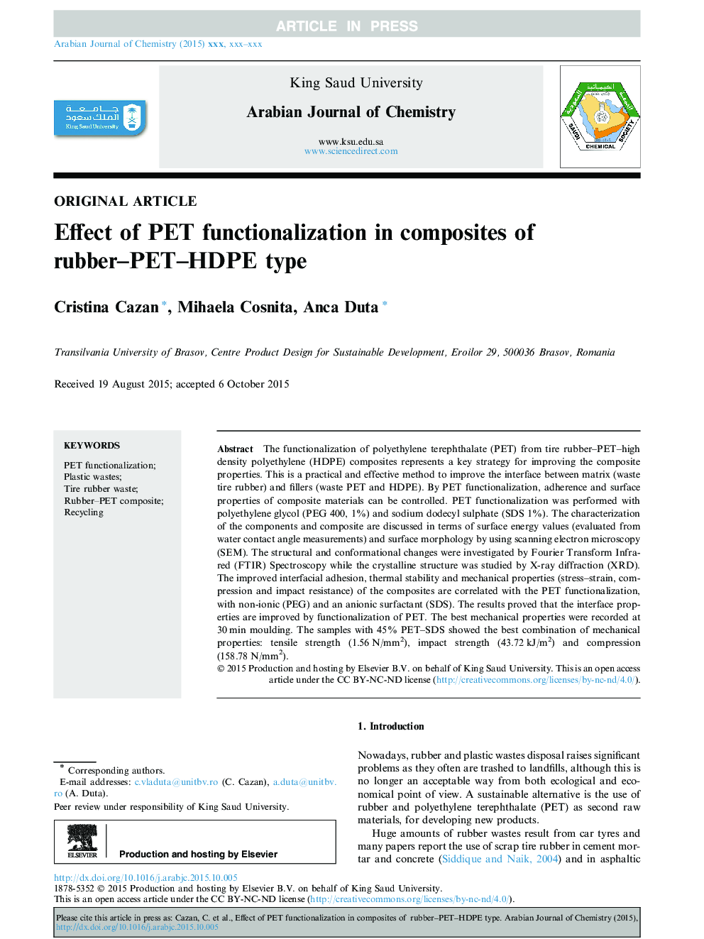 Effect of PET functionalization in composites of  rubber-PET-HDPE type