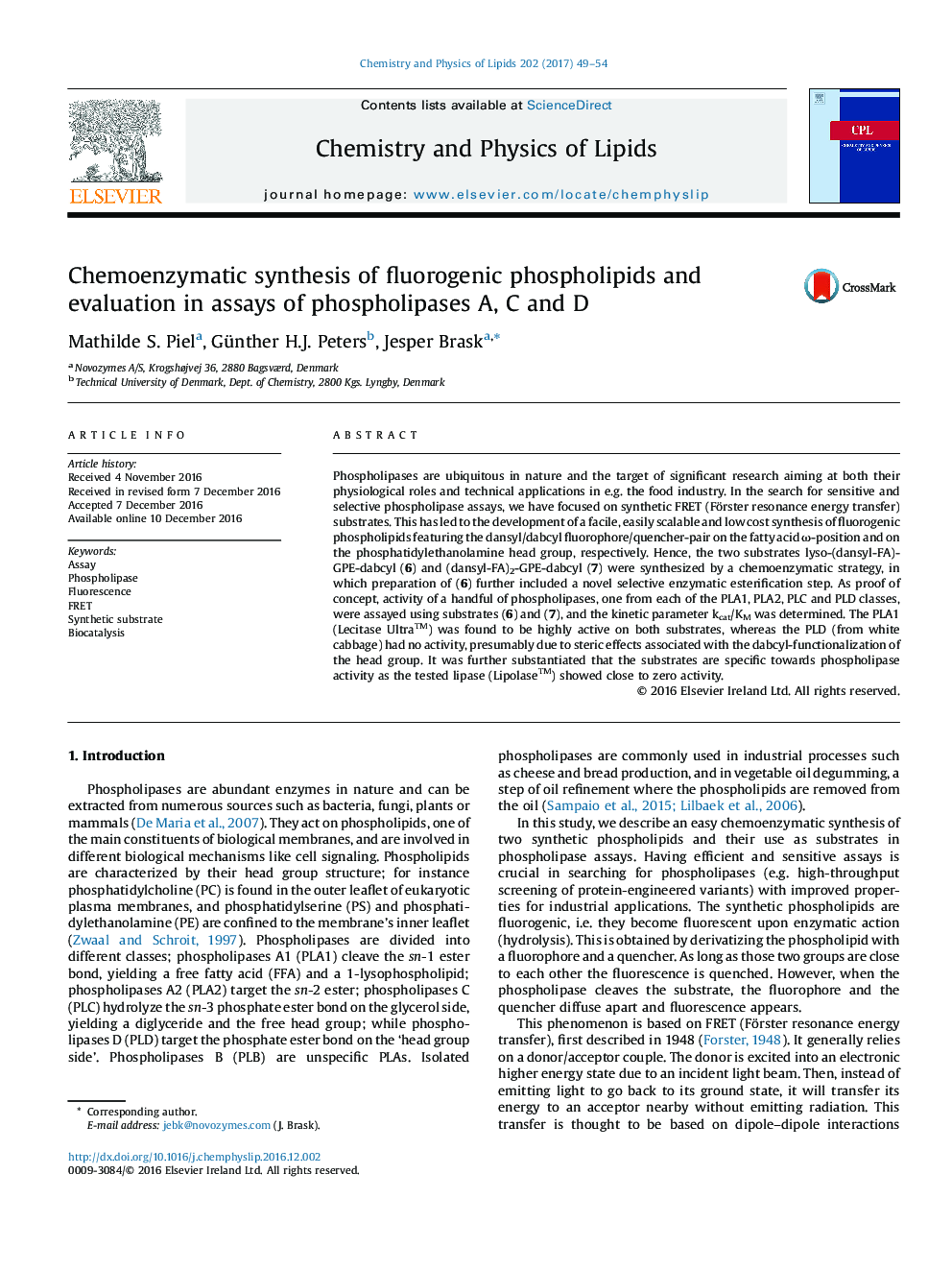 Chemoenzymatic synthesis of fluorogenic phospholipids and evaluation in assays of phospholipases A, C and D