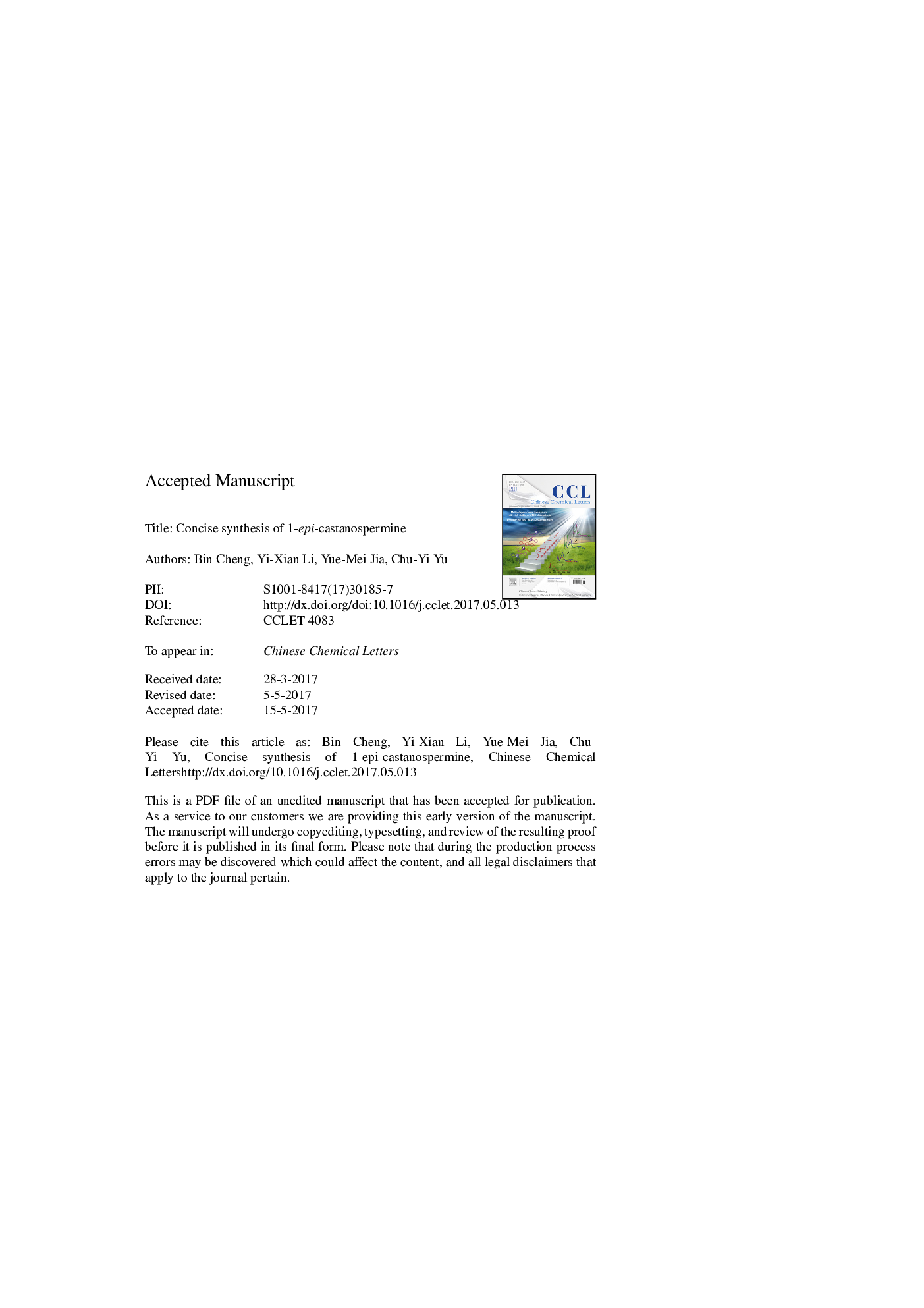 Concise synthesis of 1-epi-castanospermine