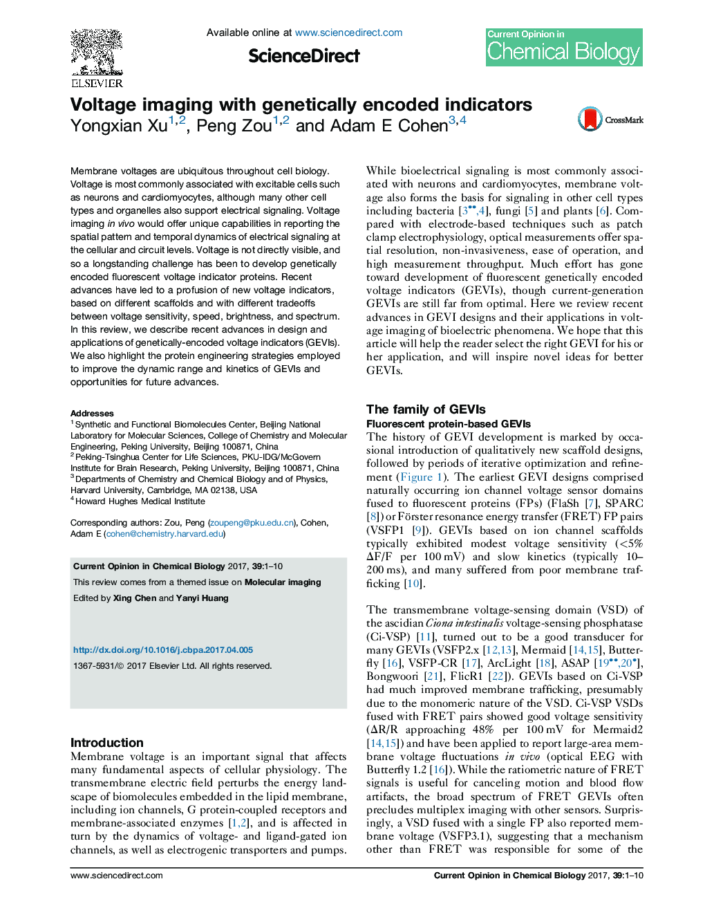 عکس صفحه اول مقاله: Voltage imaging with genetically encoded indicators Voltage imaging with genetically encoded indicators