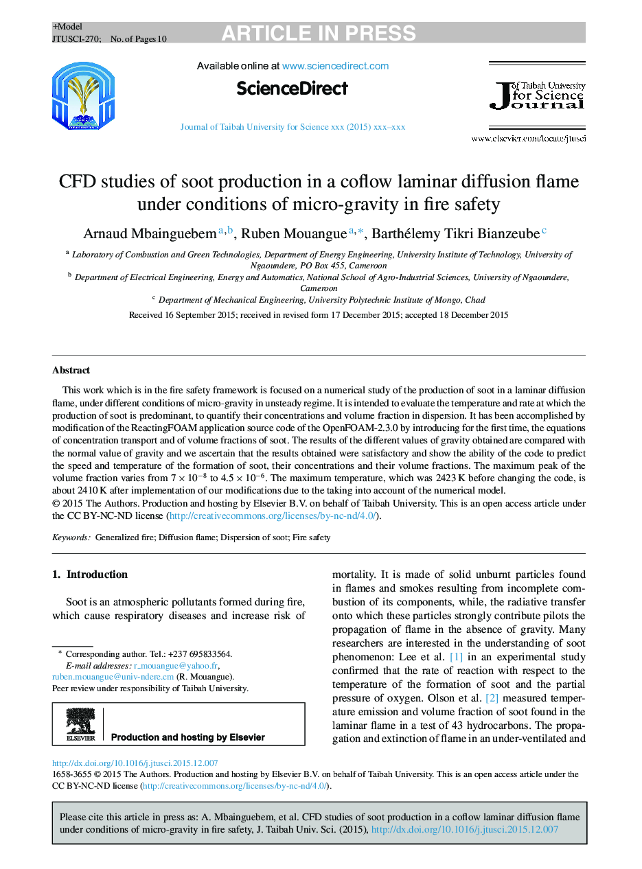 CFD studies of soot production in a coflow laminar diffusion flame under conditions of micro-gravity in fire safety