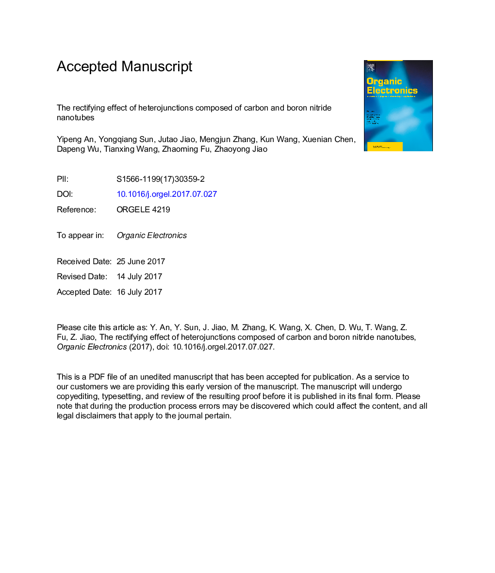 The rectifying effect of heterojunctions composed of carbon and boron nitride nanotubes