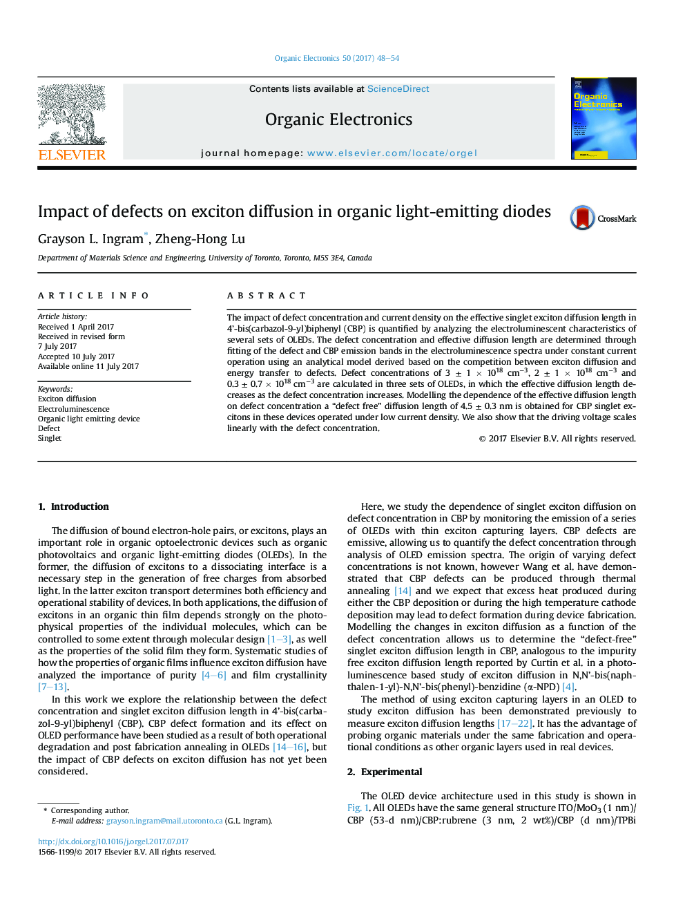 Impact of defects on exciton diffusion in organic light-emitting diodes