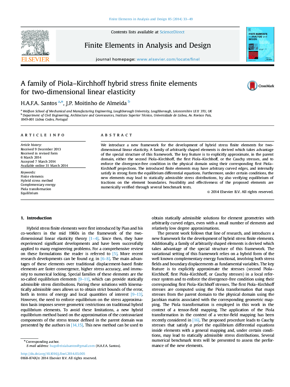 A family of Piola–Kirchhoff hybrid stress finite elements for two-dimensional linear elasticity