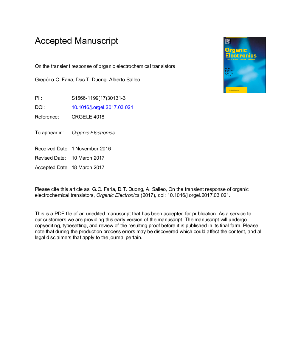 On the transient response of organic electrochemical transistors