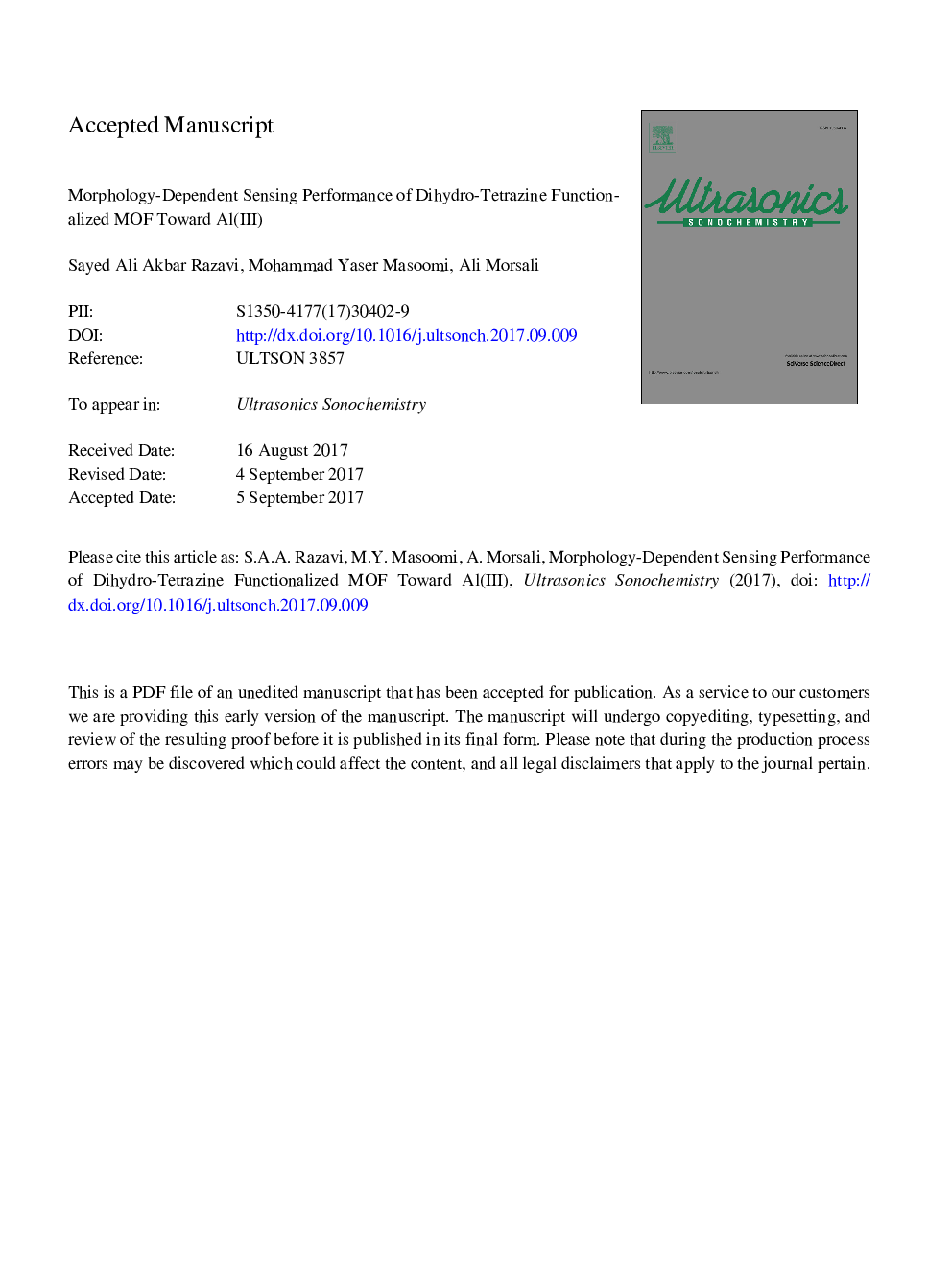 Morphology-dependent sensing performance of dihydro-tetrazine functionalized MOF toward Al(III)