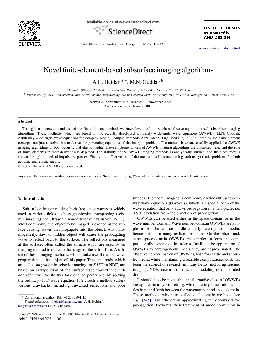 Novel finite-element-based subsurface imaging algorithms