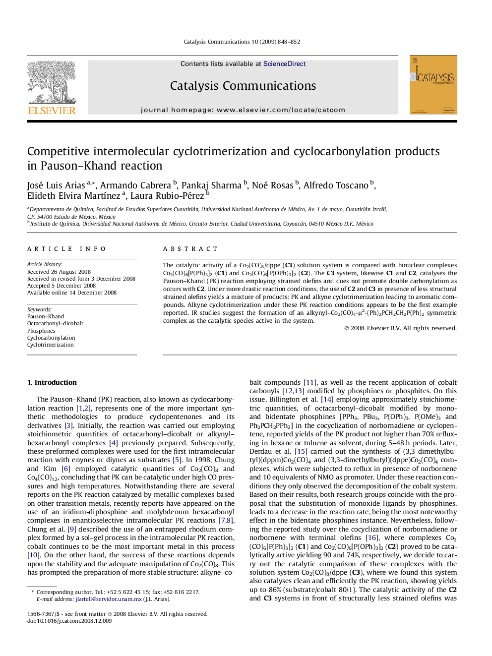 Competitive intermolecular cyclotrimerization and cyclocarbonylation products in Pauson–Khand reaction