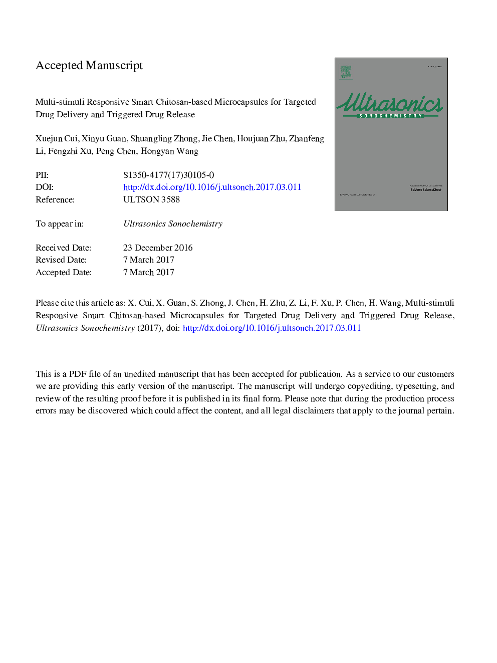 Multi-stimuli responsive smart chitosan-based microcapsules for targeted drug delivery and triggered drug release