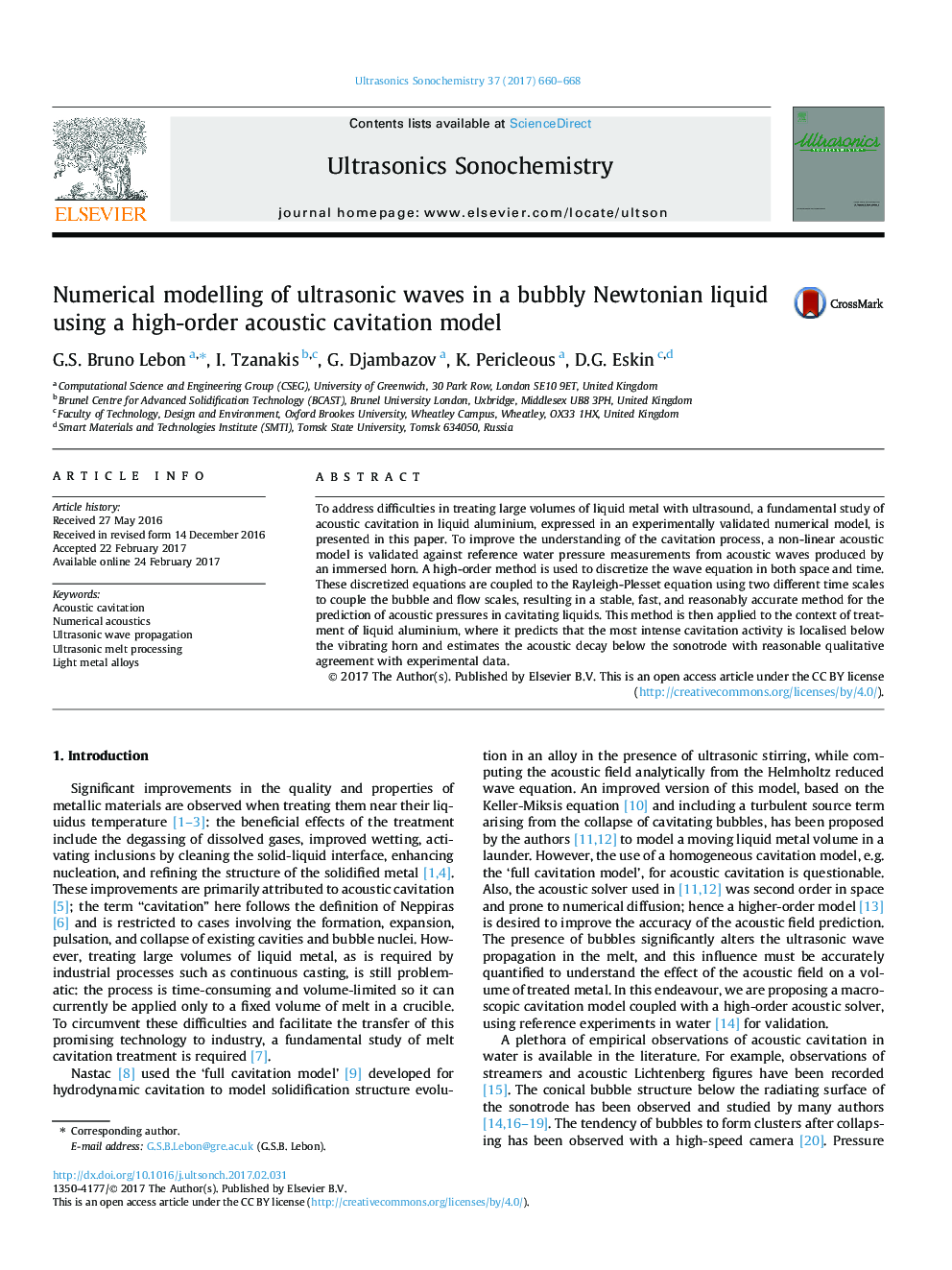 Numerical modelling of ultrasonic waves in a bubbly Newtonian liquid using a high-order acoustic cavitation model