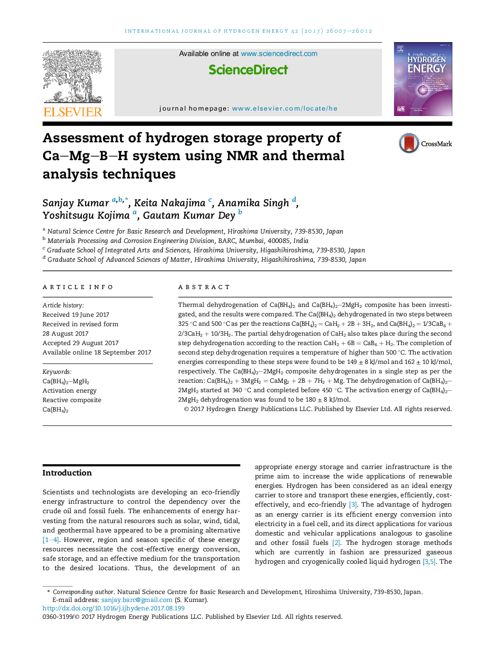 Assessment of hydrogen storage property of CaMgBH system using NMR and thermal analysis techniques