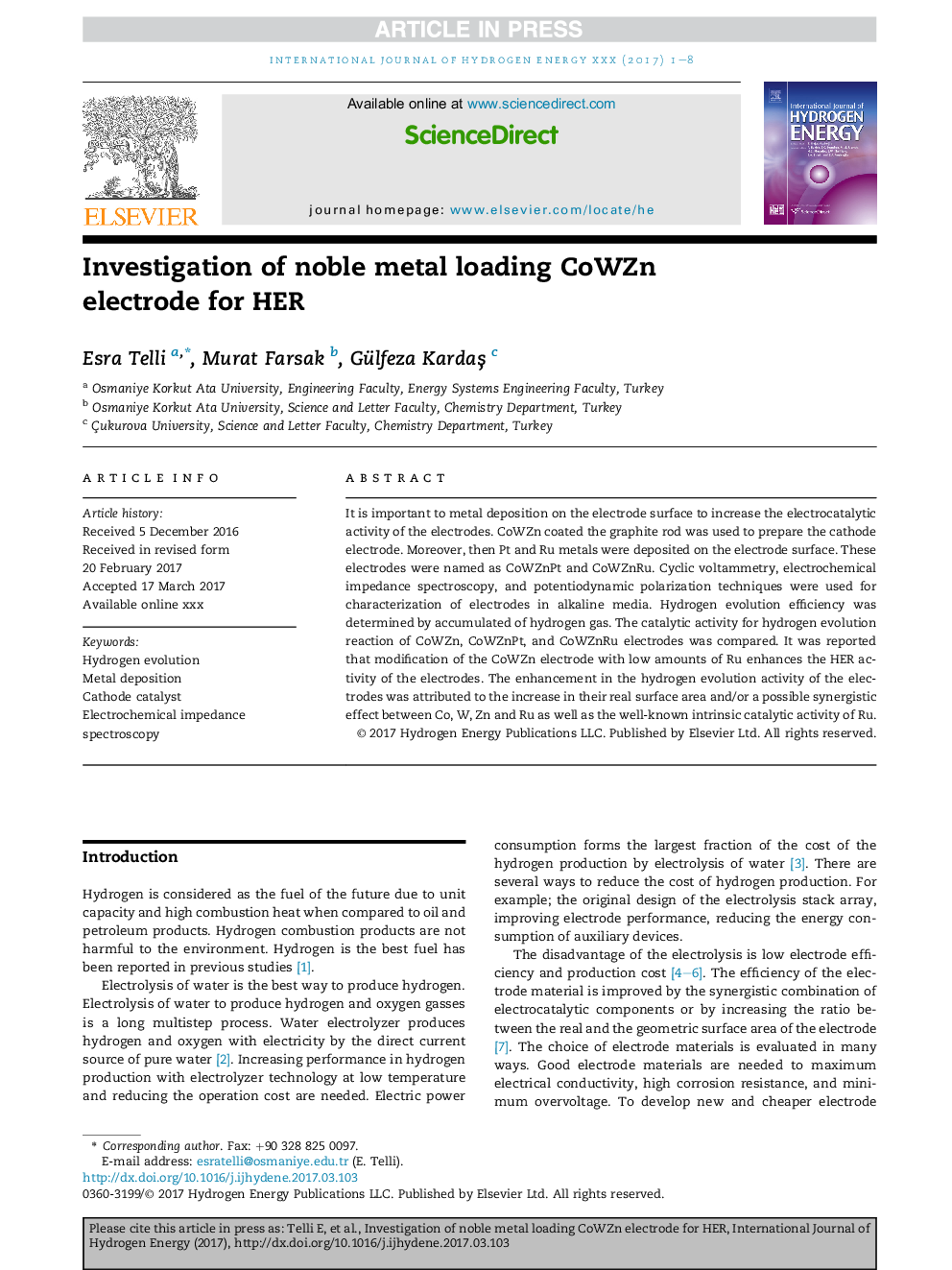 Investigation of noble metal loading CoWZn electrode for HER