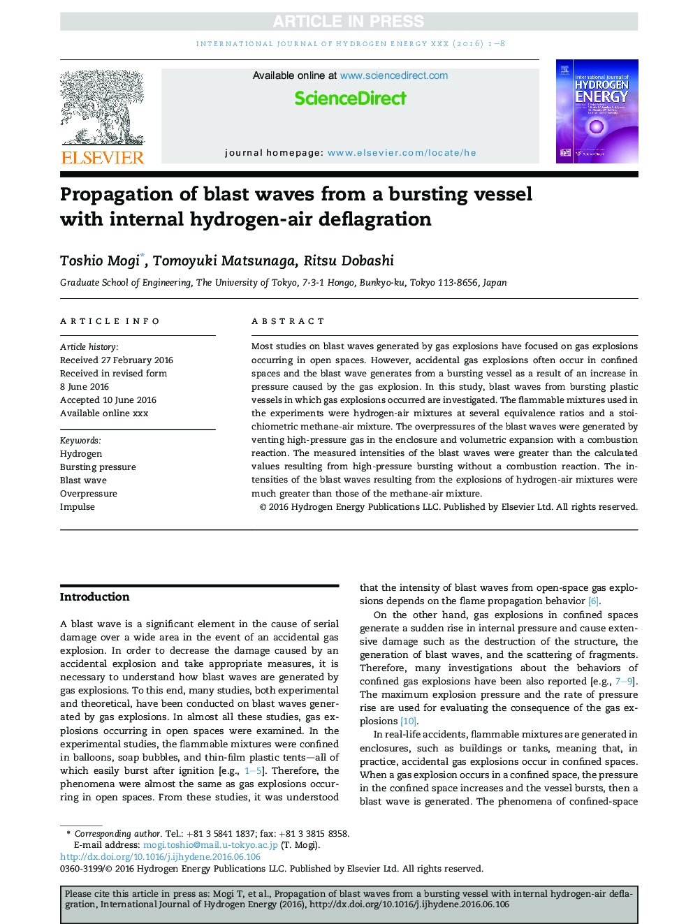 Propagation of blast waves from a bursting vessel with internal hydrogen-air deflagration