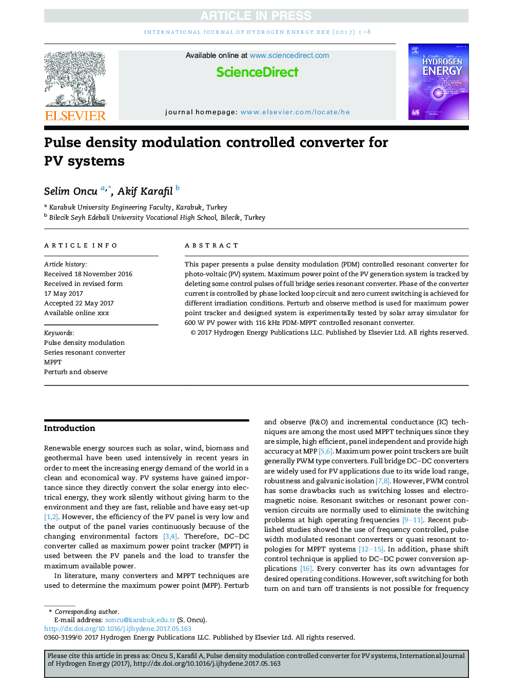 Pulse density modulation controlled converter for PV systems