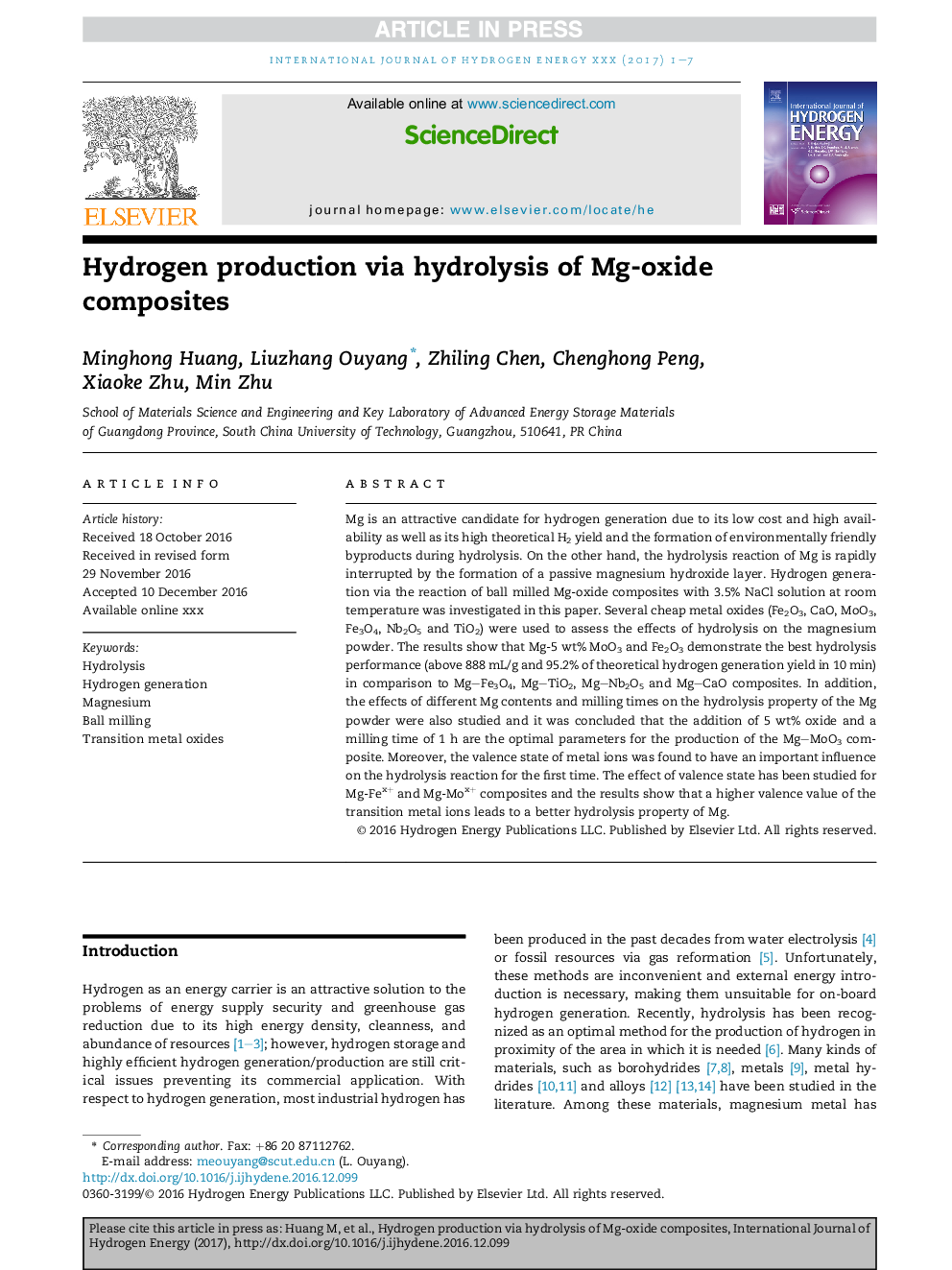 Hydrogen production via hydrolysis of Mg-oxide composites