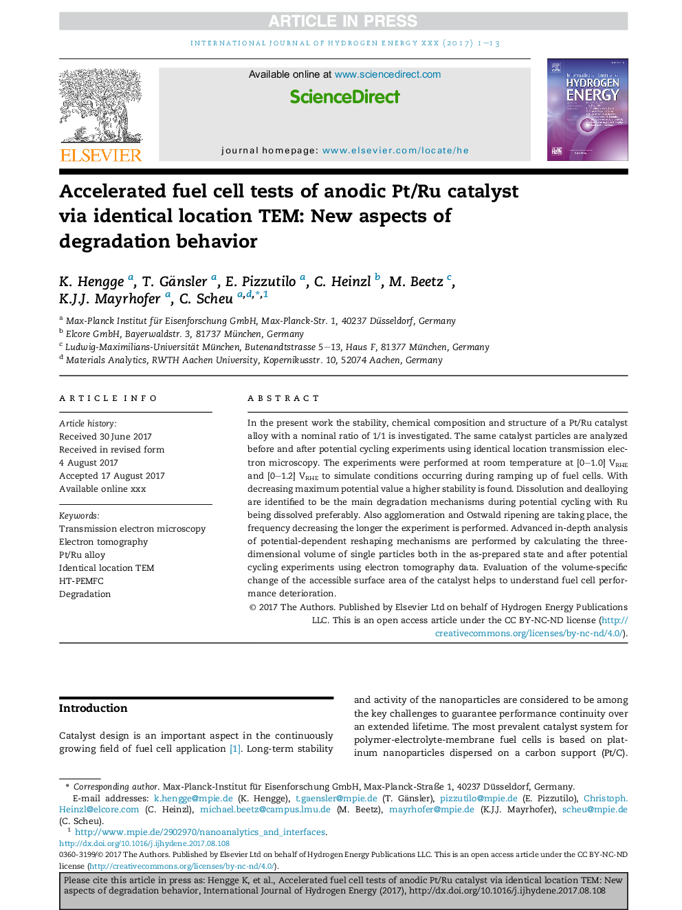 Accelerated fuel cell tests of anodic Pt/Ru catalyst via identical location TEM: New aspects of degradation behavior